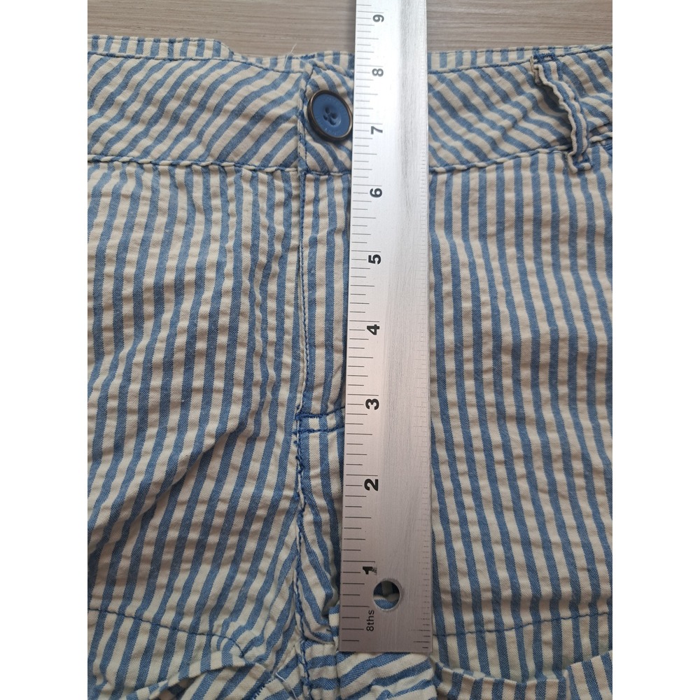 Forever 21 Y2K I Love H81 Blue White Striped Seersucker Shorts SZ 26 (waist 28") - Picture 7 of 7
